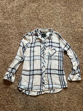 Rails White, Navy and Light Blue Plaid Shirt